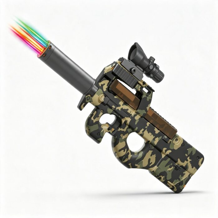 SY-0060 Camouflage P90 Electric Toy Blaster with Colorful Light Nozzle