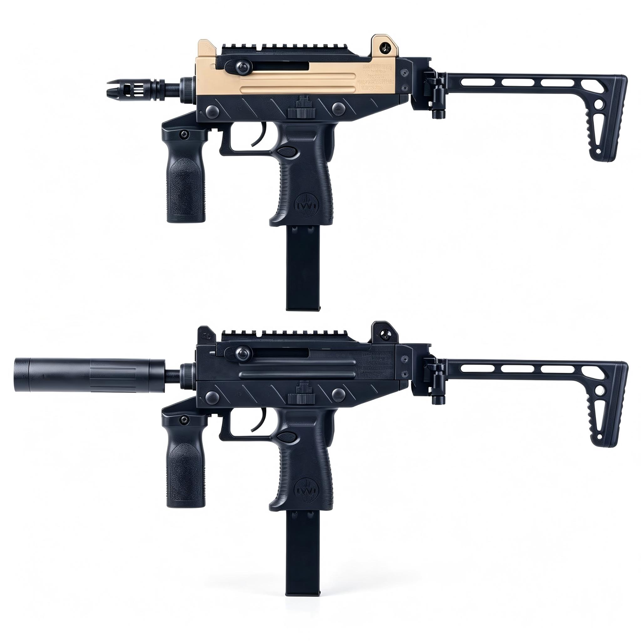 Zhanying 666-1 (Black & Sand) - UZI-PRO Tactical Soft Bullet Toy Gun